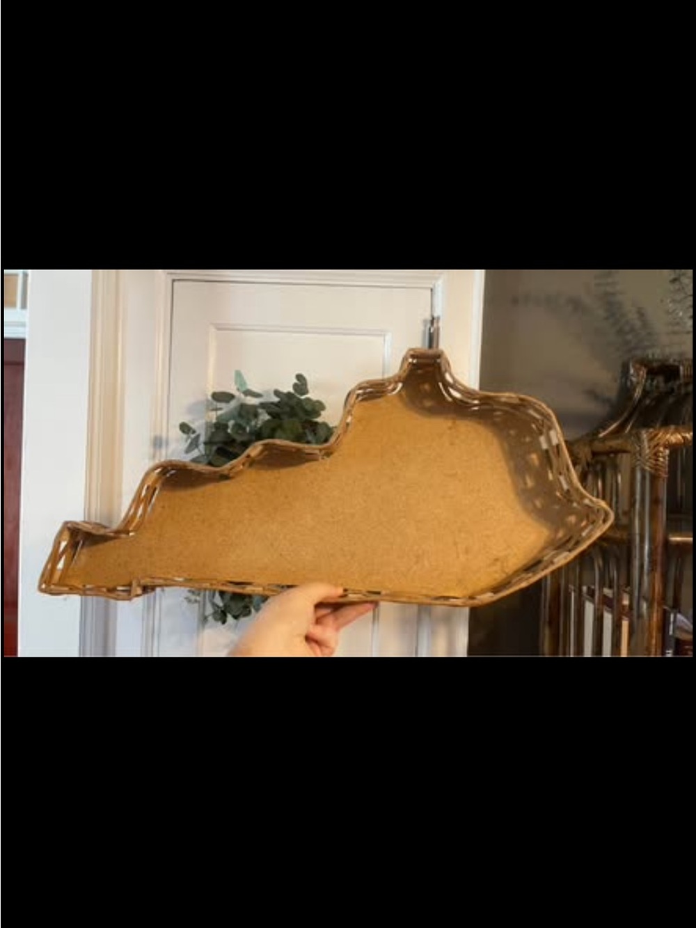 Kentucky Shaped Wicker Basket Handmade Rustic Home Decor